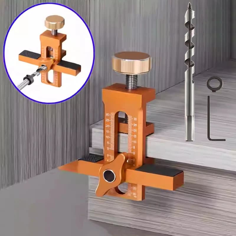 Wardrobe Cabinet Door Panel and Rebounder Punched Mounting Jig Woodworking 10mm Doweling Drilling Guide Locator Installing Clip