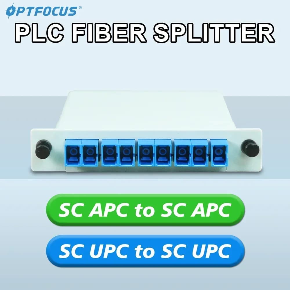 OPTFOCUS Optical Fiber Splitter PLC SC APC UPC 1X2 1X8 1X16 FTTH Plug-in Type Fiber Optic Splitter  APC UPC