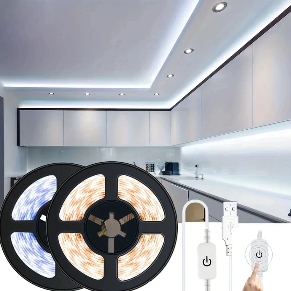 5V LED Lights Strip 2835 Touch Switch Dimmer USB LED Tape Ribbon Flexible DIY Backlight Mirror Christmas Cabinet Room Decor Gift