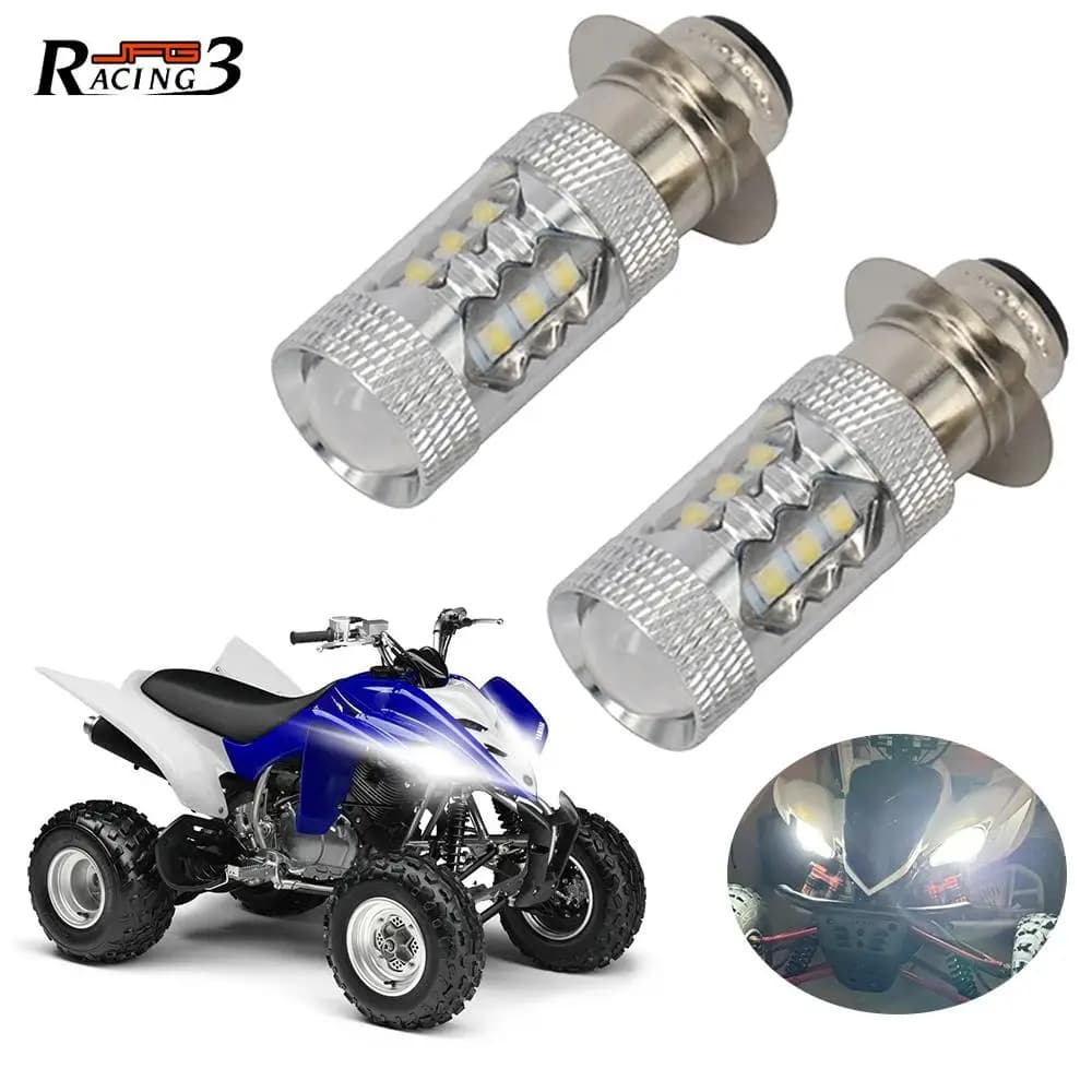 ATV 2Pcs 80W Super White LED Bulbs P15D H6M For Yamaha YFM350 400 450 660 700 Raptor Blaster 200 350 YFZ 450 TRX 400EX LTZ400