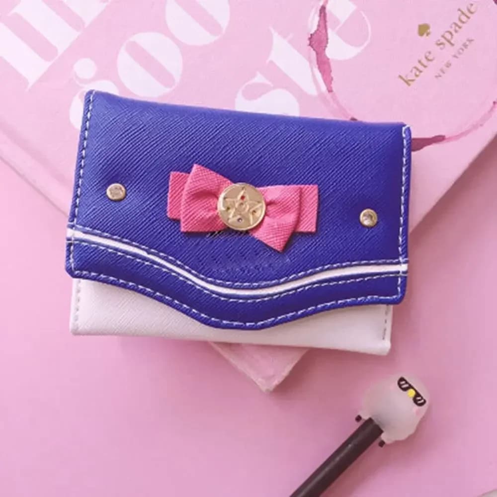 Sailor Moon Wallet Purse Sweet Style Candy Color Bow Knot Women PU Leather Clutch Bag Card Coin Purse Exquisite Girl Gift