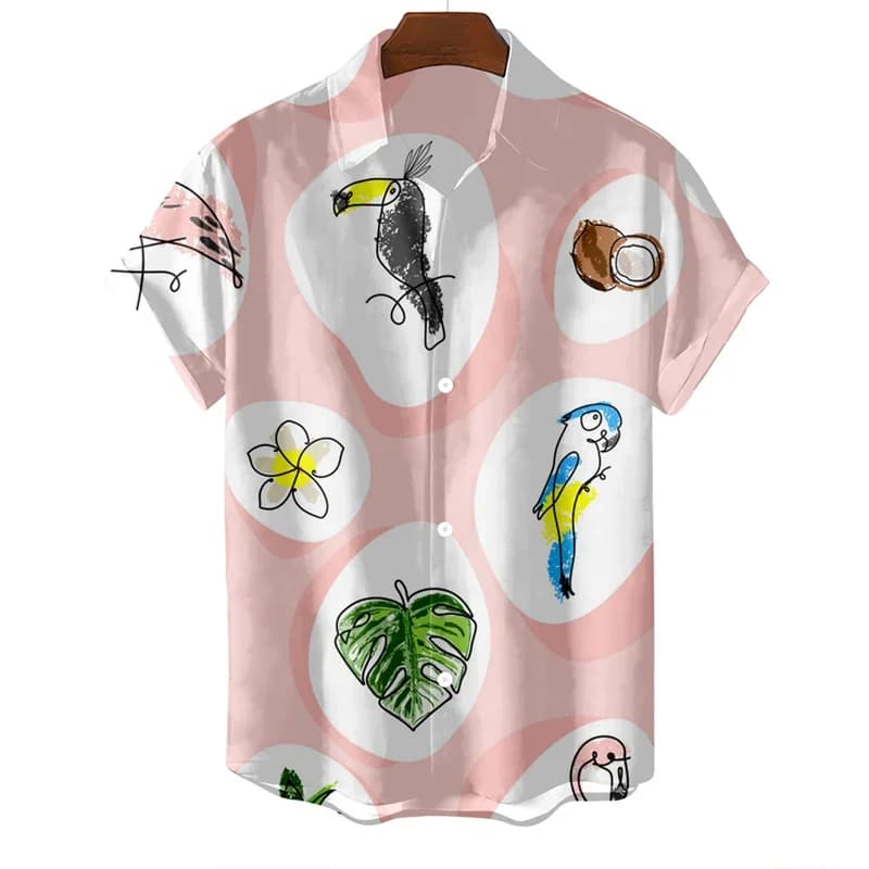 Men's Summer Cat Pattern Hawaiian Shirt Oversized Print Social Floral Camisa Cartoon Men Graffiti Clothing New Vintage Harajuku