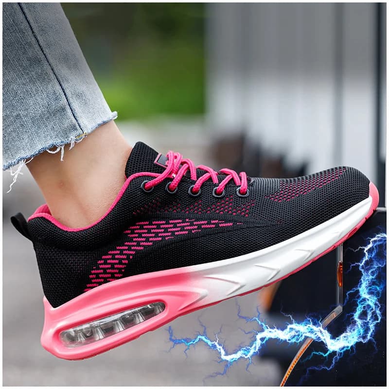 womens casual breathable plastic toe covers work shoes summer safety boots outdoors worker insulated sneakers protect footwear