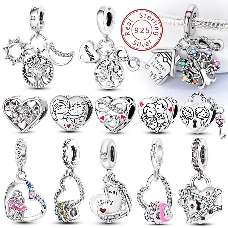 Hot Sale 925 Sterling Silve Charms Beads Forever Love Heart Sister Family Life Charms Dangle For Bracelet Woman Jewelry Gifts