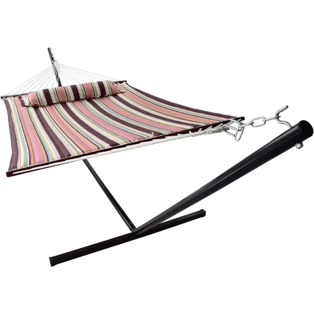 2 person hammock with bracket -53 "large cotton outdoor hammock - including braces and pillows - portable hammock for camping
