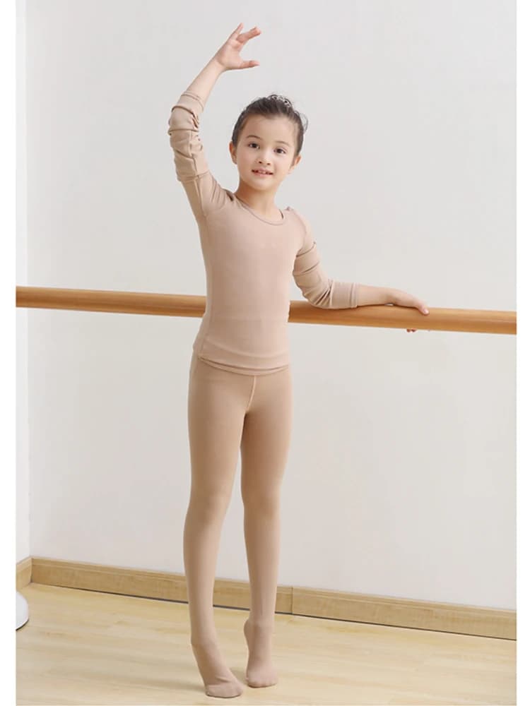 Autumn and winter velvet thickening children's dance clothes girls bottoming clothes skin color warm clothes tights flesh color