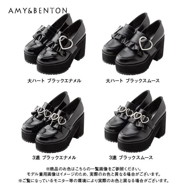Japanese Fashion Waterproof Platform for Girl Thick Heel High Heels Platform Lolita Pearl Heart Buckle Pumps Black Leather Shoes