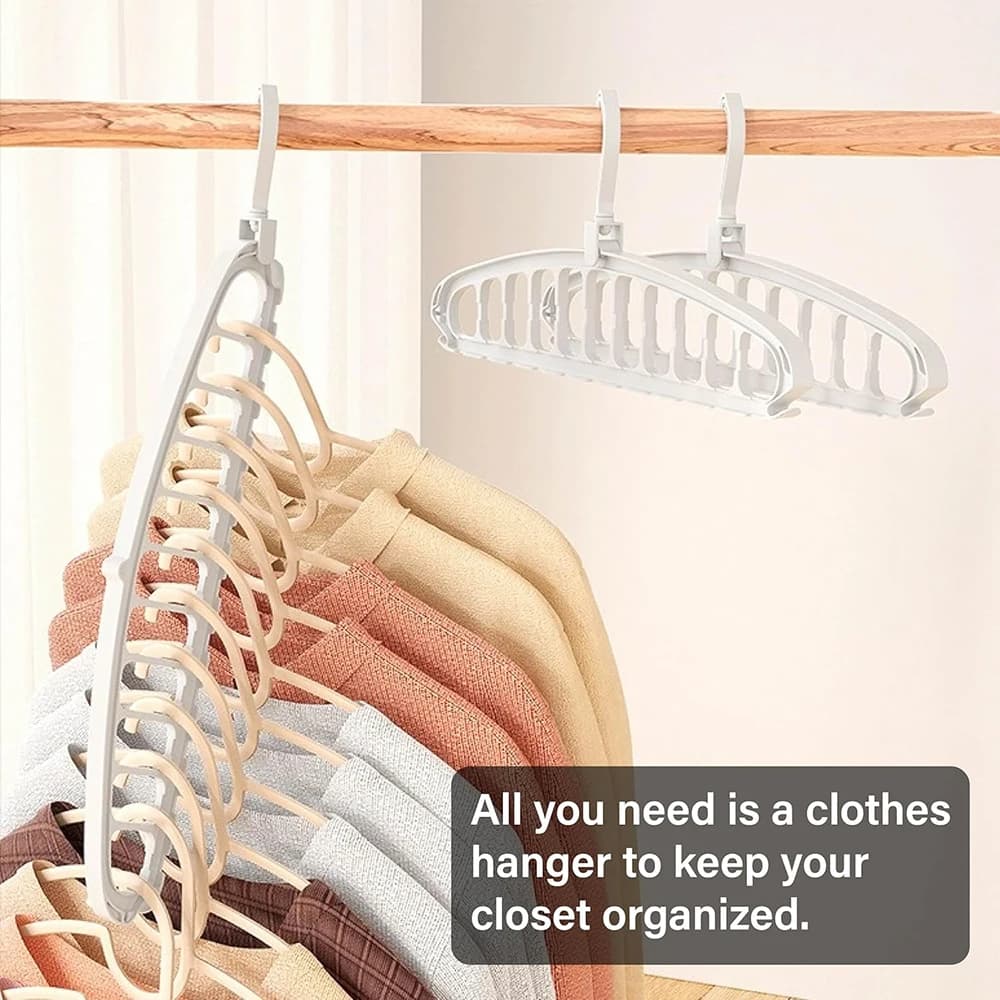 1pc11-hole Clothes Hanger Multi-functional Dormitory Home-use Clothes Hanger Closet Clothes Support Spiral Plastic Drying Hanger