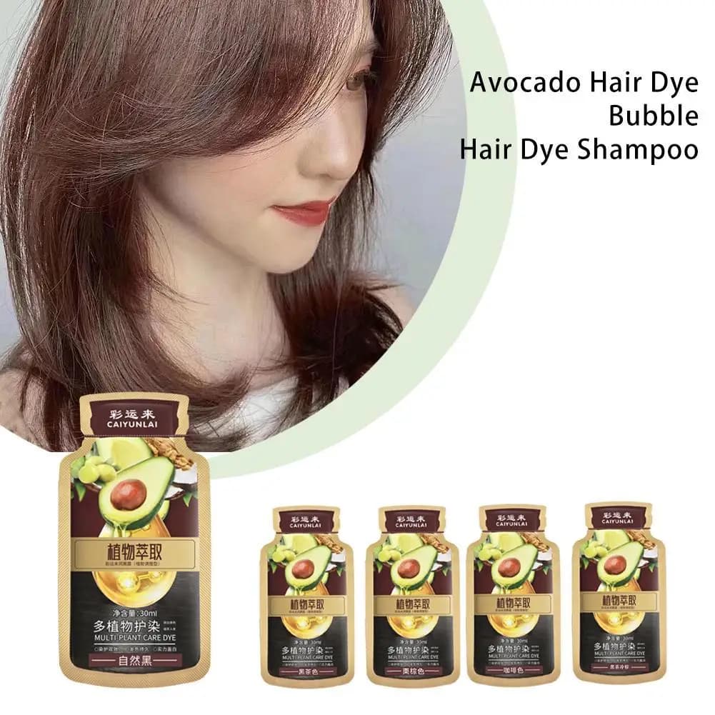 1 Box Natural Avocado Hair Dye Bubble Shampoo Non-irritating Gray White Full Coverage Repair Hair Care Women Men