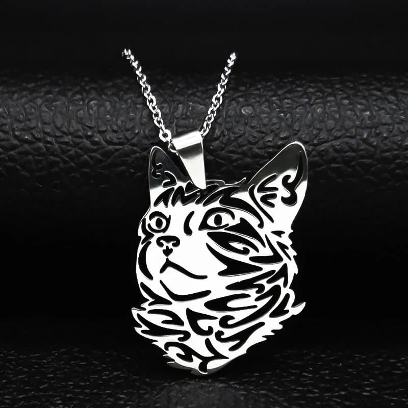 HNSP Stainless Steel Animal Cat Pendant Chain Necklace For Women Jewelry Accessories