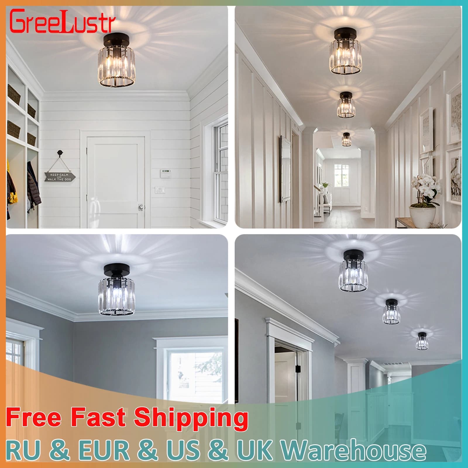Modern Led Ceiling Light Minimalist Nordic Crystal Chandelier Living Room Decor Indoor Lighting Led Ceiling Lamps Aisle Bedroom