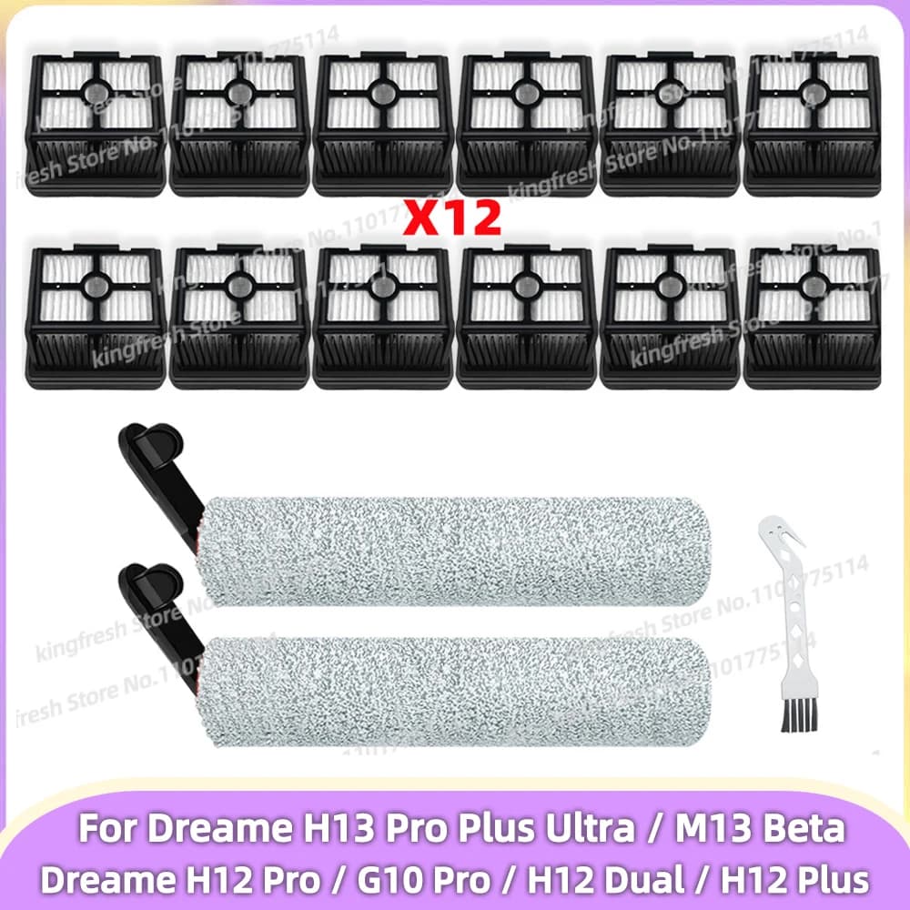 Fit For (Dreame H12 Pro/ Dreame G10 Pro/ H12 Dual/ H12 Plus /H13 Pro Plus Ultra/ M13 Beta) Vacuum Parts Main Roller Brush Filter