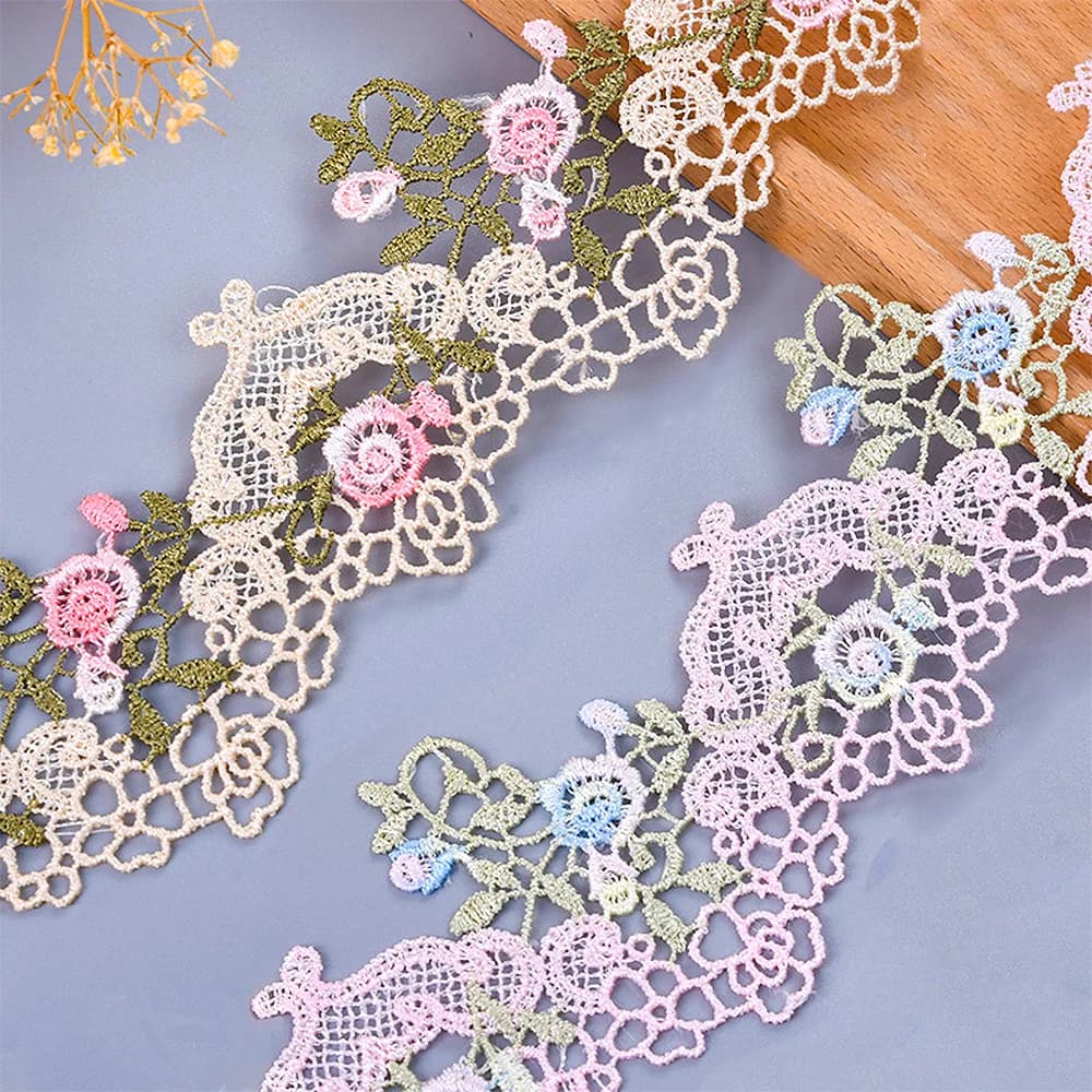 Sewing Lace Craft Colorful Embroidery for Hair Bow Ethnic Hanfu Women's and Children's Wear Neckline Cuff Decorative Accessories