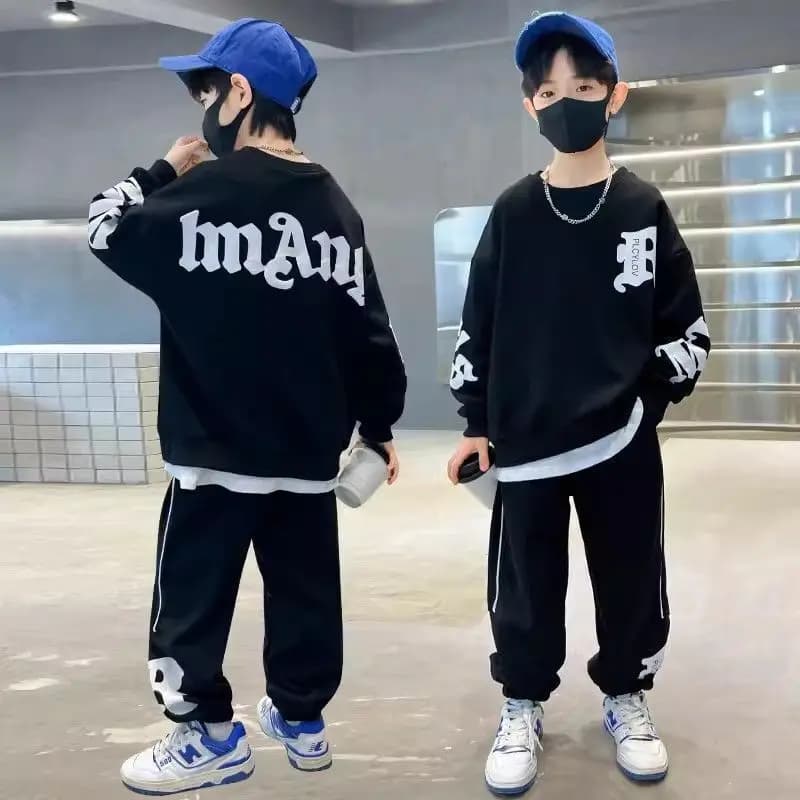 2pcs Children's Clothing Boys' Sets Spring and Autumn Clothes Set 2024 New Cool and Handsome Casual Kids Hoodie Two-piece Set