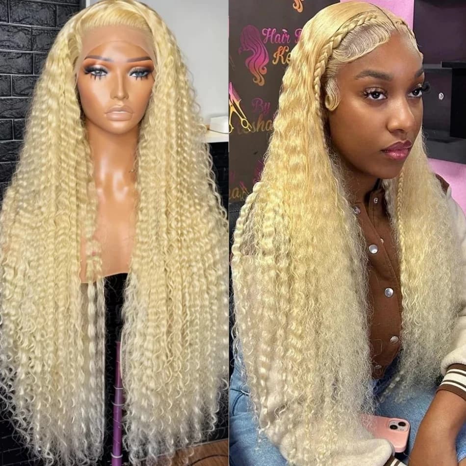 Blonde 613 Hd Lace Frontal Wig 13x6 13x4 Transparent Hd Lace Front Curly Wigs 30 32 Inch Preplucked Deep Wave Human Hair Wigs