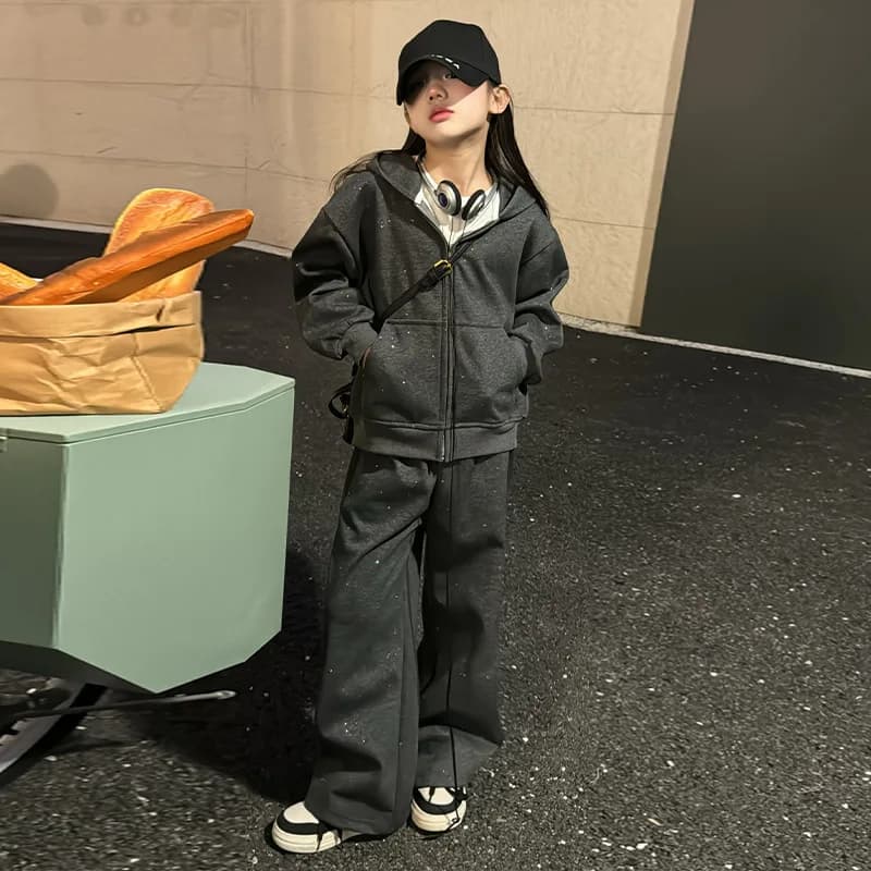 Baby Girl Clothes Suit Spring Suit 2024 New Style Children's Sportswear Children Hoodie Coat Spring and Autumn Two-piece Set