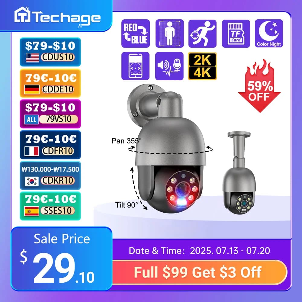 Techage UHD 4K 8MP 4MP 5MP IP Camera Red-Blue Light Alert Human Detection  POE Security Protection Video Surveillance Camera