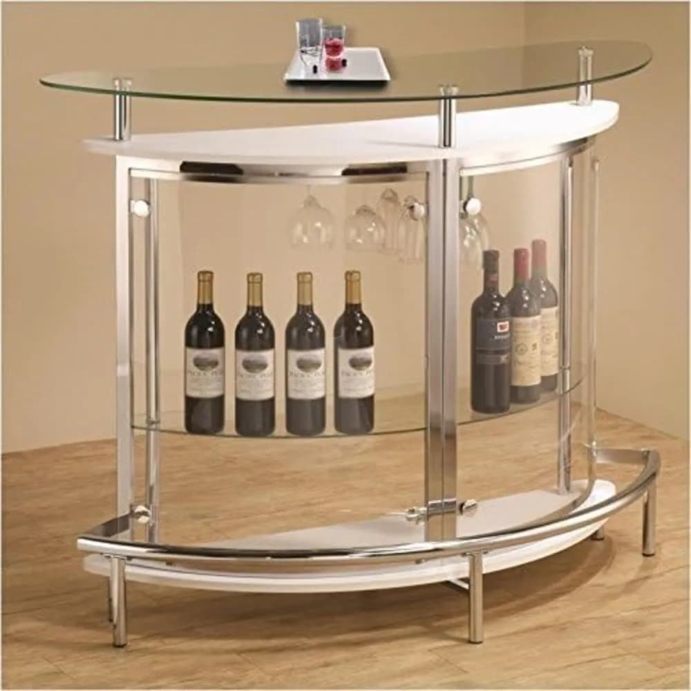 Metal Contemporary Home Bar Unit with Clear Acrylic Front