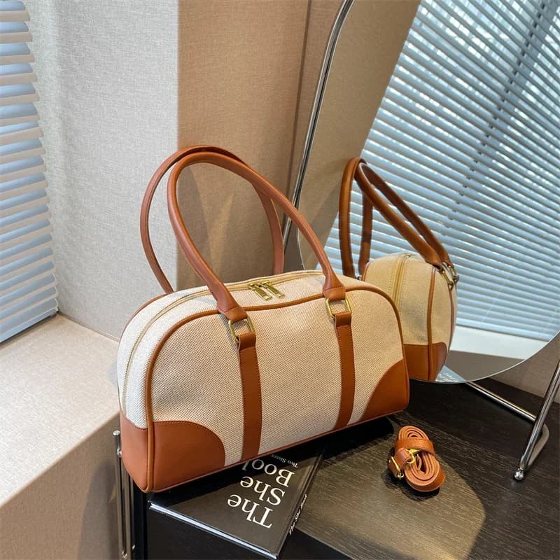 Canvas Classic Style Travel Handbags Large Capacity High Quality Durable Color Matching Shoulder Bags for Women 2024 Hot Sale