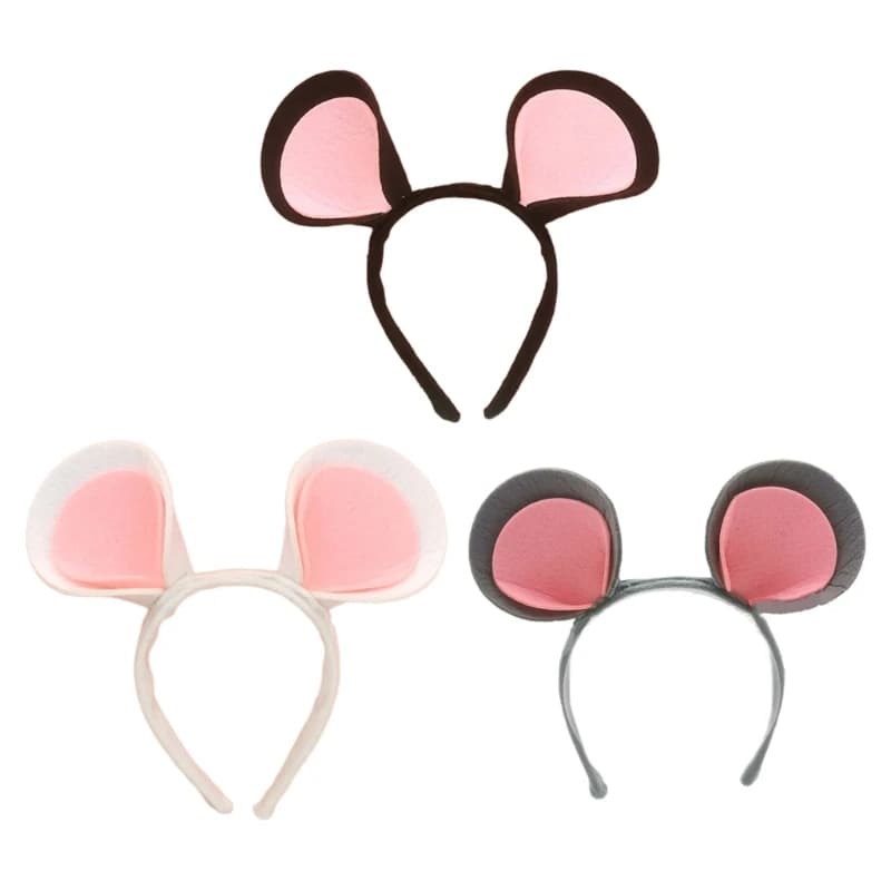 Felt Mouse Ear Hairhoop Cartoon Ear Headband Cosplay Costume Christmas Party Lovely Headdress Adult Kids Funny Headpiece