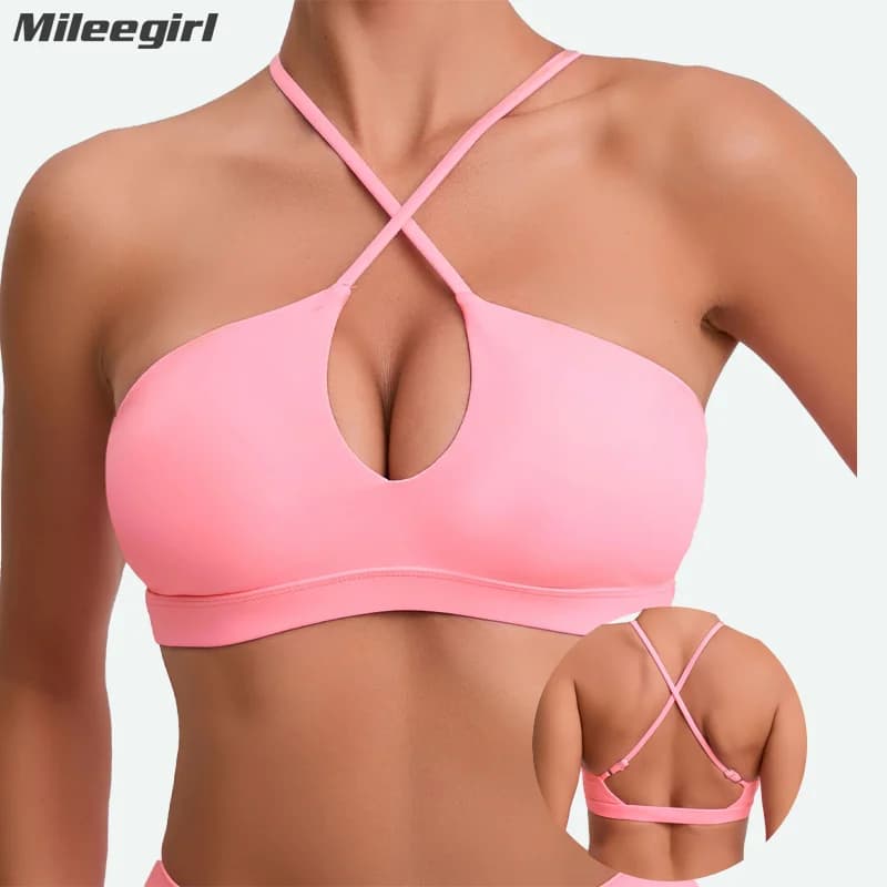 Beautiful Back Sport Bra Women Cross Back Running Sports Top Quick-Drying Breathable Fitness Yoga Bra with Chest Pad Sportswear