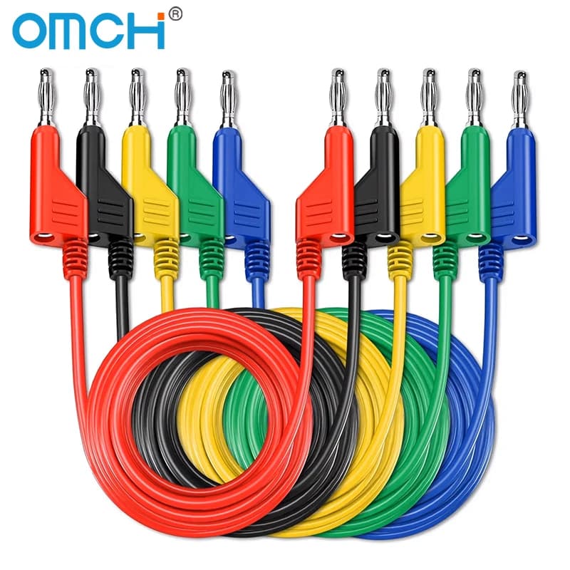 Dual Stackable Banana Plug Multimeter Test Leads, 1m Cable, 1000V, 15A, 4mm, P1036, 2Pcs, 5Pcs