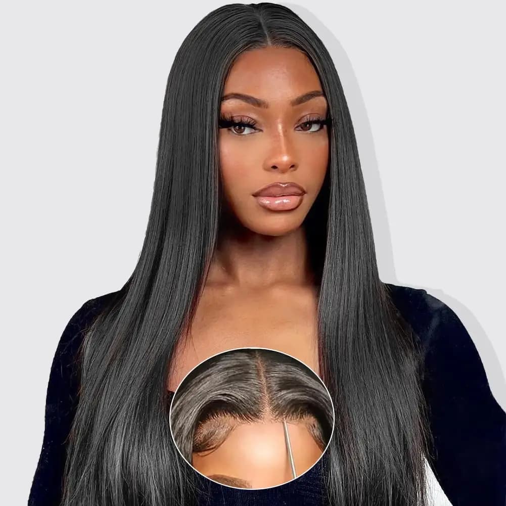 Wear And Go 6x4 Bone Straight Glueless Wig 4x4 Human Hair Ready To Wear Brazilian Lace Front Closure Wigs For Women Preplucked