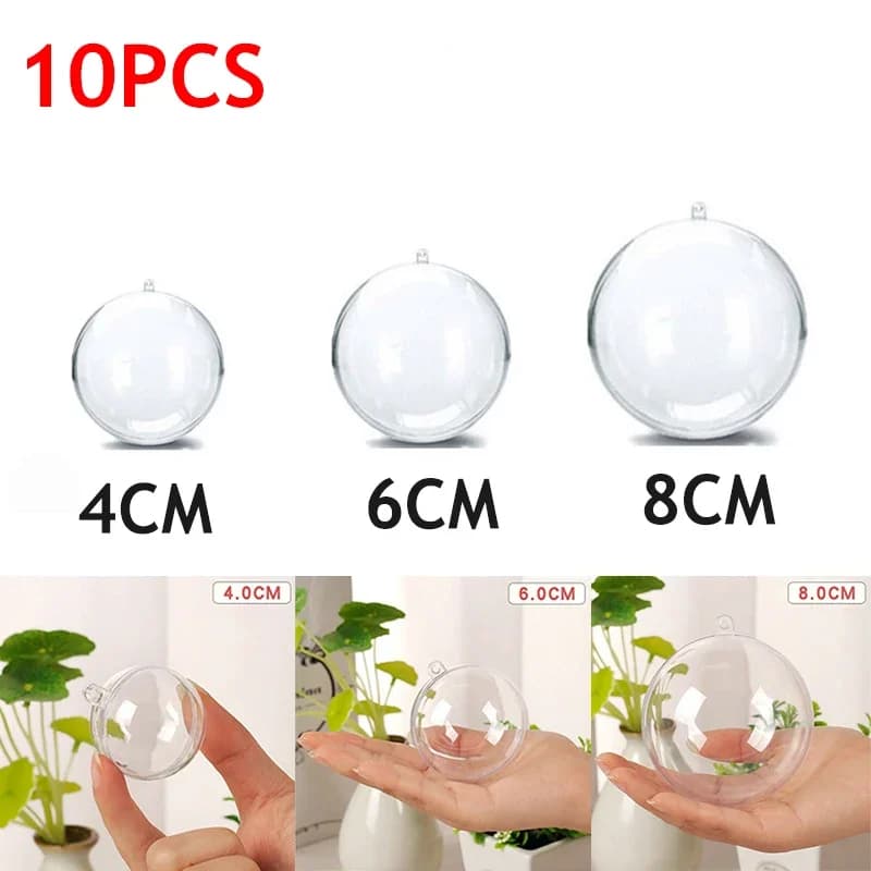 10pcs Transparent Plastic Christmas Balls, Christmas Tree Hanging Decorations, Wedding, Party, and Vacation Home Decorations
