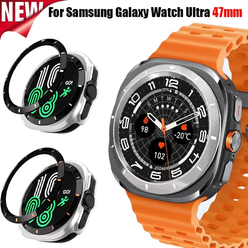 PC Cover Bezel Ring Case For Samsung Galaxy Watch 7 Ultra 47mm SmartWatch Protector Case PC Frame Shell Bumper Accessories