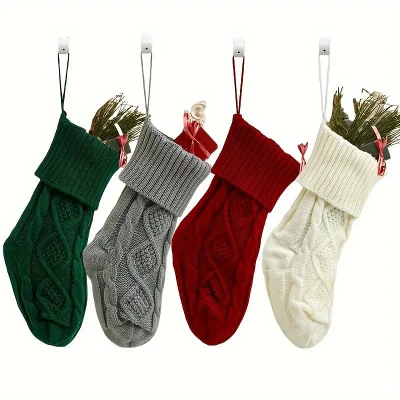 Gray Knit Christmas Stockings,Festive Tree Ornament,Gift Hanging Decor,Perfect for Christmas Party and Home Decor