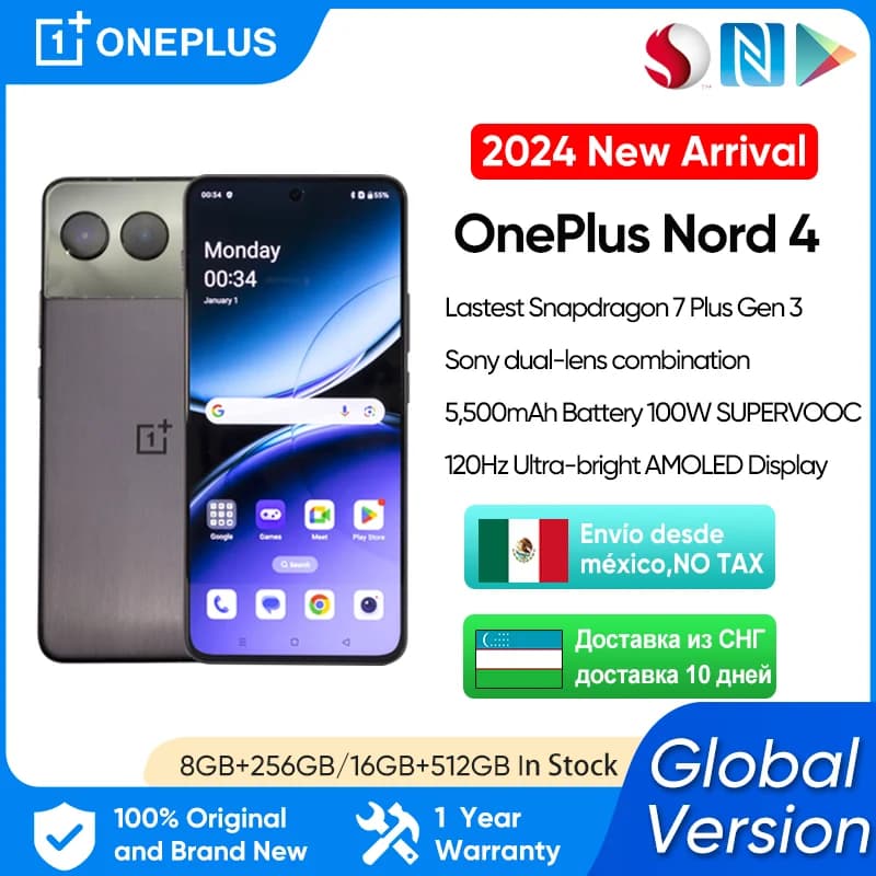 OnePlus Nord 4 Global Version 5G Smartphone 5500mAh Battery 100W SUPERVOOC 50MP Dual Camera 120 Hz ultra-brightAMOLED Display