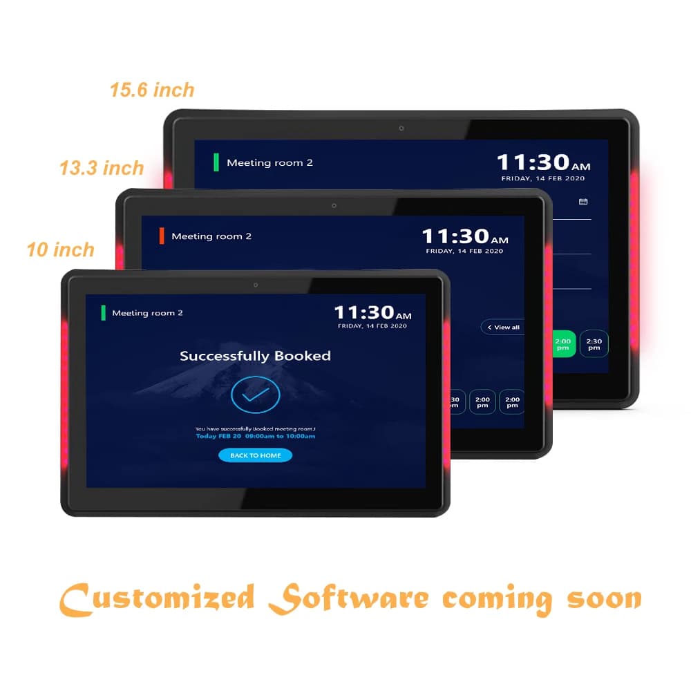 10.1 inch Android 11 PoE Wall mounted tablet pc with LED bars for conference meeting room schedule display open source, rooted