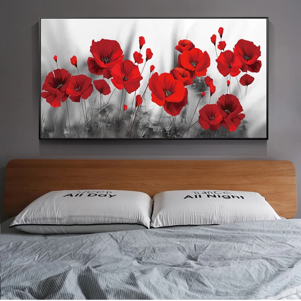 Red Poppies Flower Canvas Wall Art - Paintings Posters and Prints for Bedroom Decor - Cuadros Wall Pictures