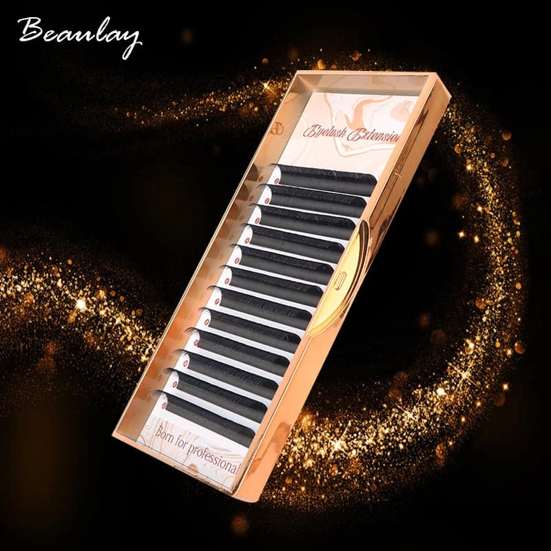 Korea Silk Mink Russian Volume Eyelash Extensions - Soft & Natural Handmade Individual Eye Lashes, 12 Lines per Tray.