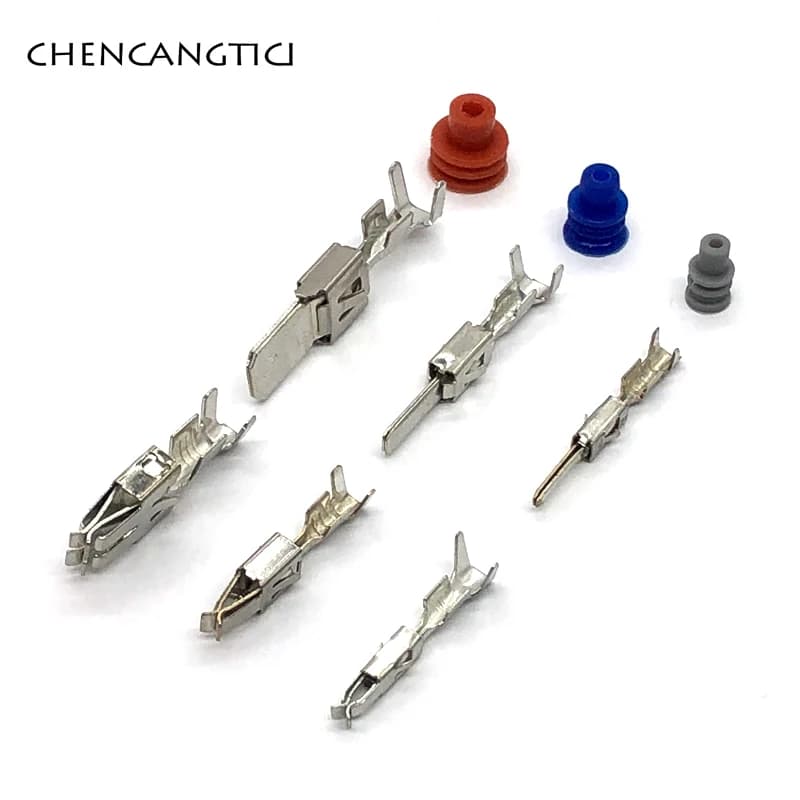 50 Pieces of 1.5mm, 3.5mm, and 6.3mm Auto Male or Female Crimp Wire Terminal Pins and Rubber Seals (964286-1, 964274-2, 964296-1, 926965-1) for VW