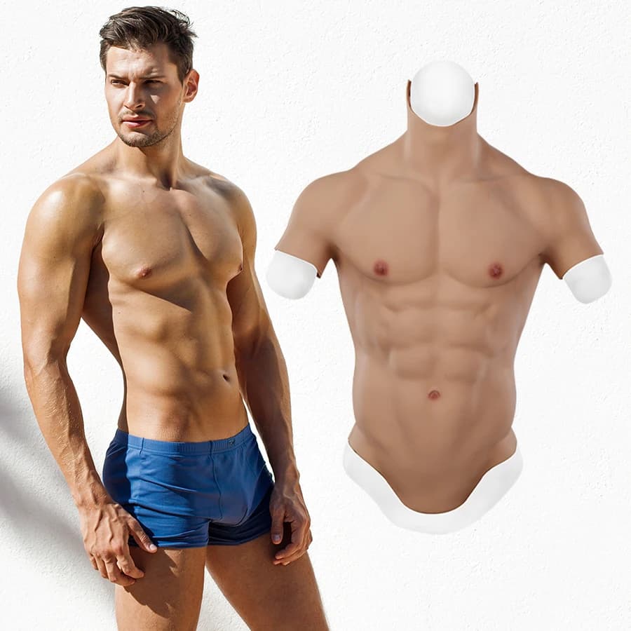 Eyung Cosplay Costumes - Fake Muscle Chest Male Crossdressing Silicone Suit for Artificial Simulation