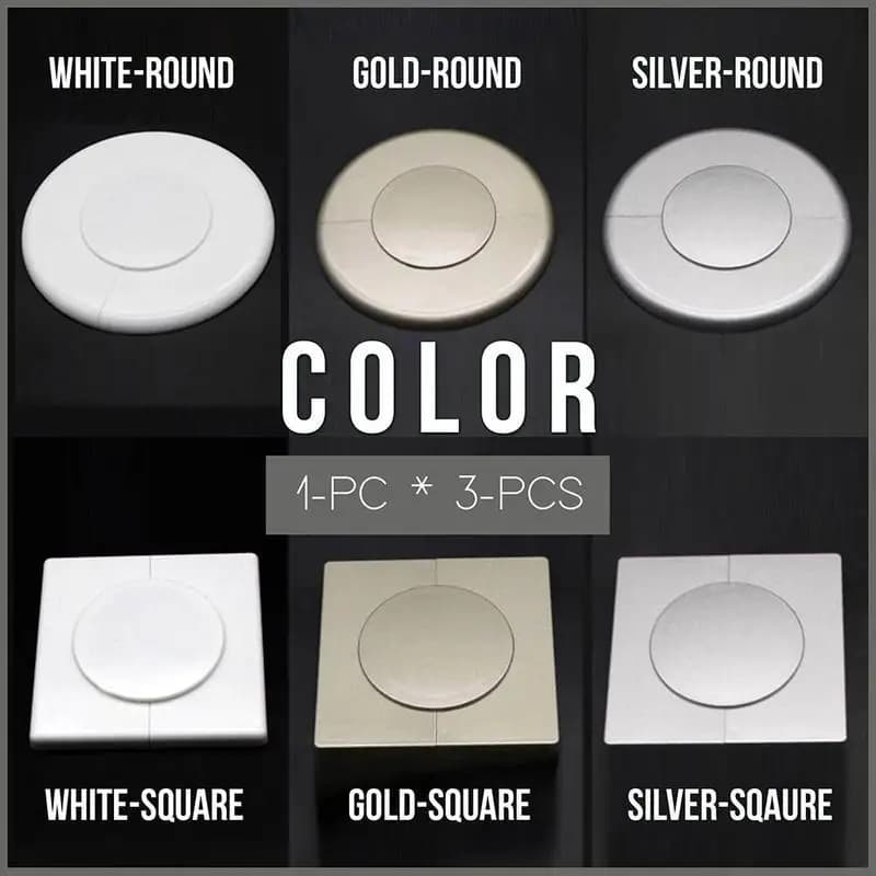 Self-Adhesive Wall Hole Cover Stickers for Air Conditioning Pipe Eyelet, Round/Square White Gold Silver