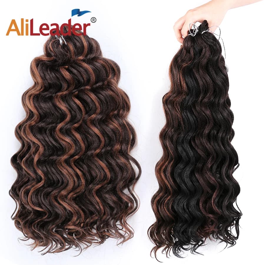Leeons Ocean Wave Crochet Hair Extensions - 9/20 Inch Synthetic Freetress Water Wave Braiding Hair - Kanekalon 