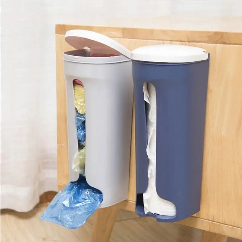 Modern Wall Mount Garbage Bag Organizer Cotton Pad Container - Home Kitchen Bathroom Plastic Storage Box Pad Holder