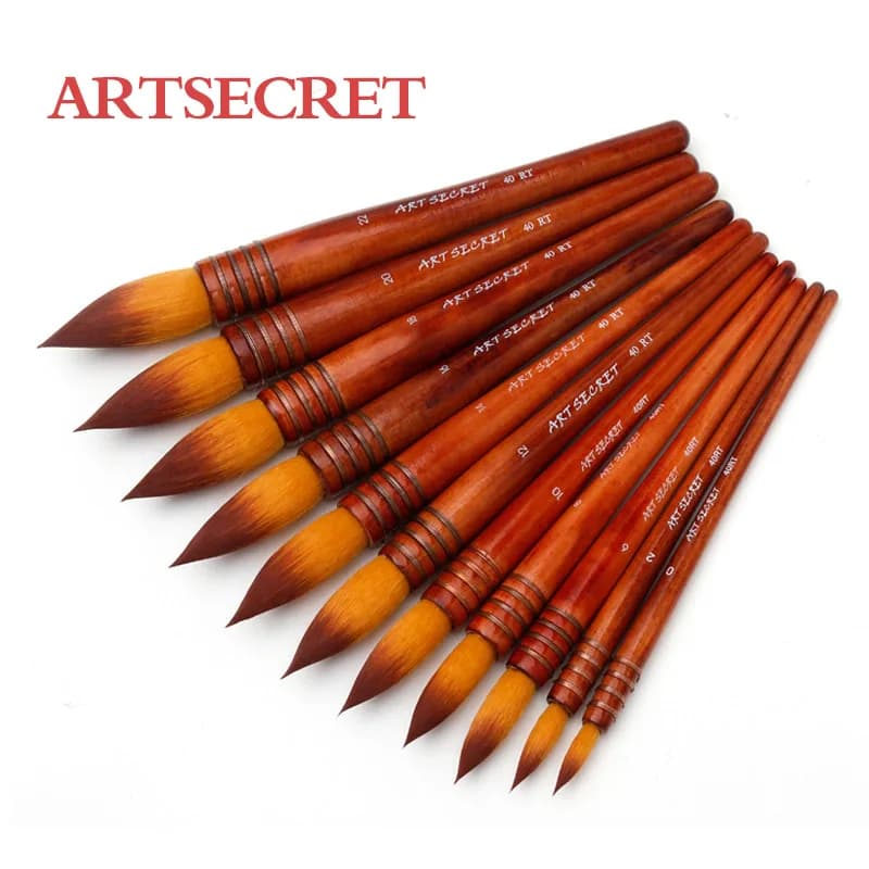 Watercolor Brush Set - Acrylic Brush 40RT Yellow Round Head Soft Fur for Painting