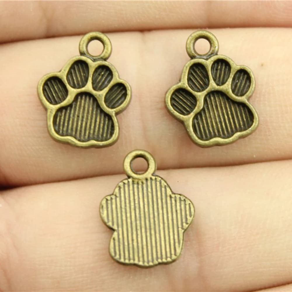 20pcs 15x12mm Metal Dog Paw Print Footprint Charms Pendant for Necklace Bracelet Jewelry Making Findings in 2 Colors - WYSIWYG