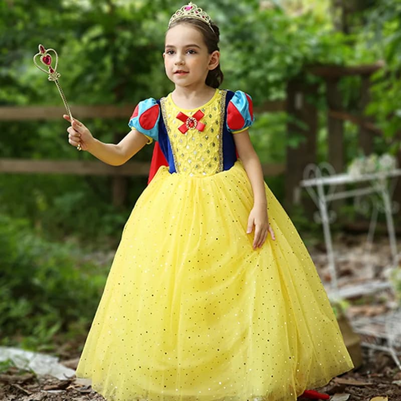 Disney Snow White Princess Dress for Girls - Perfect Costume for Halloween, Christmas Party, and Cosplay - High-Quality Children's Clothing for New Year Celebrations