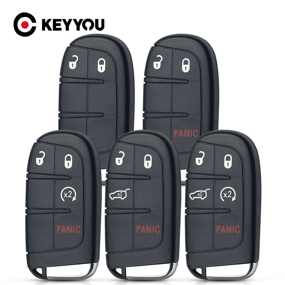Keyyou 2/3/4/5 Button Chrysler Jeep Cherokee Dodge Ram 1500 Journey Charger Challenger Car Smart Key Shell Insert Blank Case