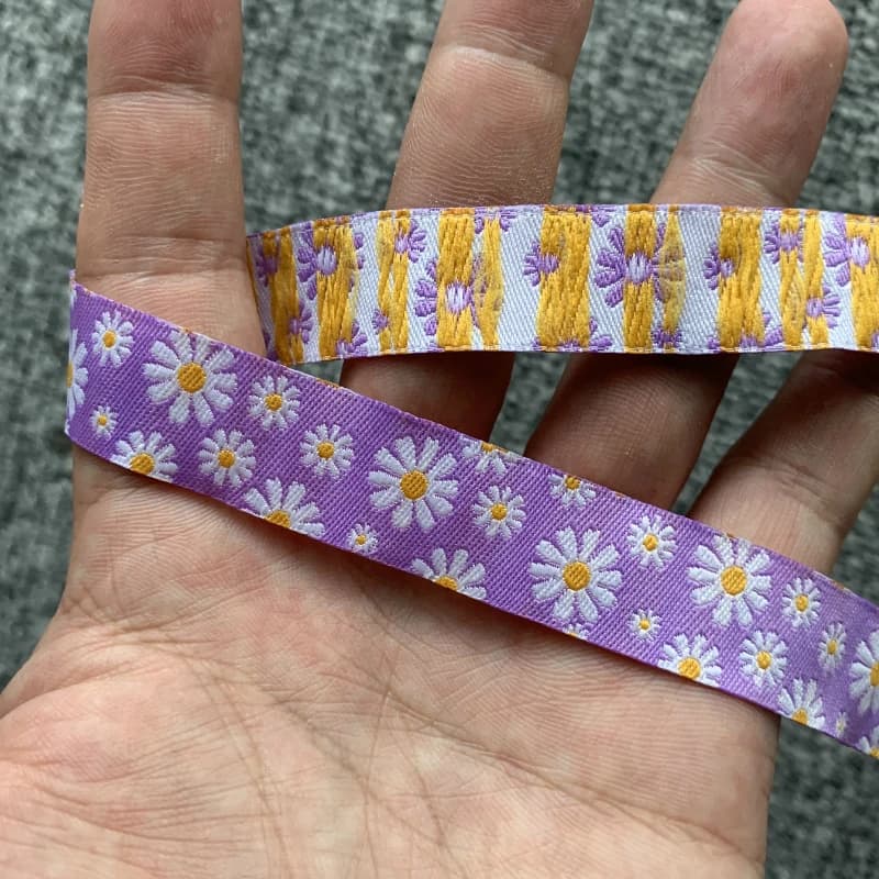 Purple Daisy Small Cartoon Ribbon - 10 Yard, 5/8 or 7/8 (16mm or 22mm)