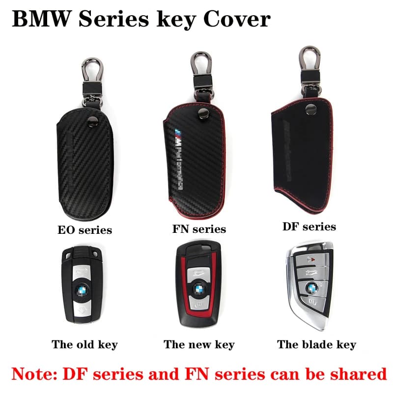 BMW X1 X3 X4 X5 X6 X7 1 2 3 4 5 6 7 GT Series Leather Carbon Fiber Remote Control Car Key Cover Protection Case
