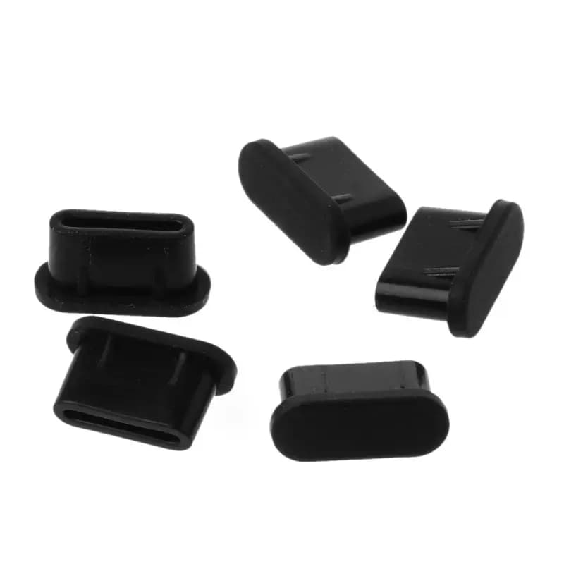 5-Pack Silicone Type-C Charging Port Dust Covers - Compatible with Samsung and Huawei Smartphones