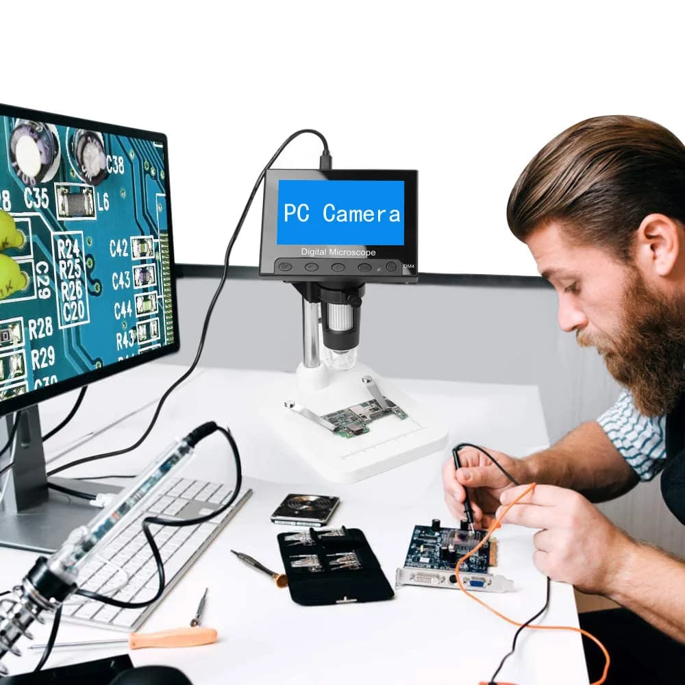 4.3 Inch LCD Digital USB Microscope Endoscope - Record 1000X Magnification Zoom - Storage Camera - Video Recorder for Repair Soldering