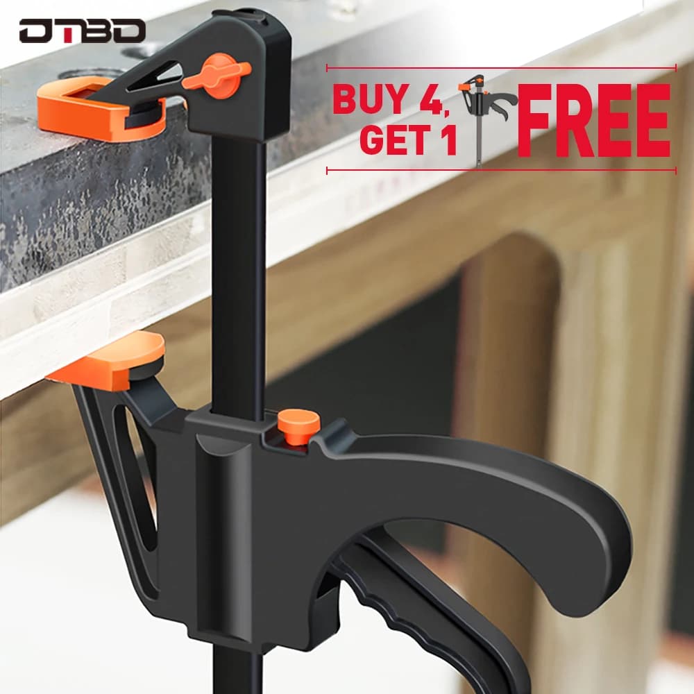 4-Inch Woodworking Bar Clamp, DTBD Quick Release Spreader Clamp for DIY, Hand Speed Squeeze Ratchet Tool Kit