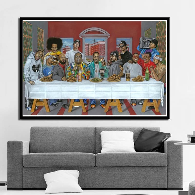 Hip Hop Music Rapper Star Legend Poster and Prints - Last Supper Art Painting for Living Room Home Decor on Canvas