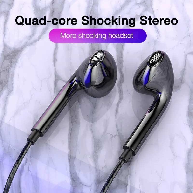 3.5mm Wired Headphones with Bass Earbuds | Stereo Earphone for Music, Sport, and Gaming | Headset with Mic for Xiaomi, iPhone 11 Earphones